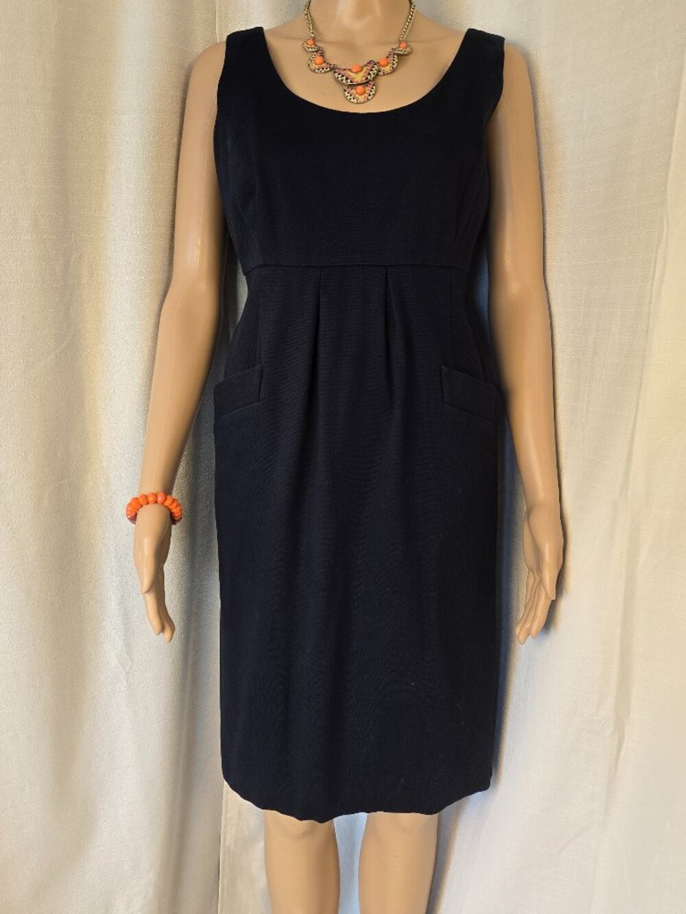 Classic Kate Hill 98% Cotton Sleeveless Navy Dress Size 10P